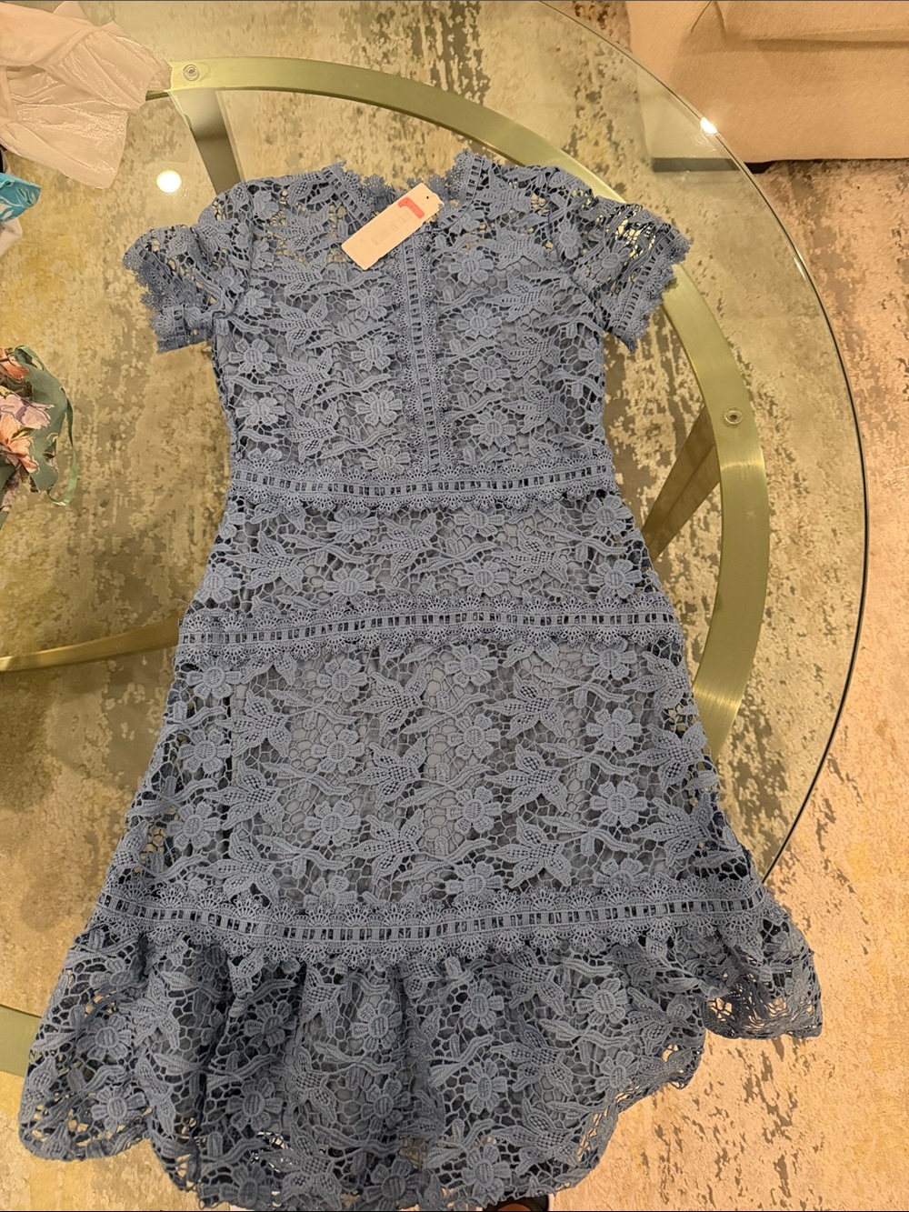 GB girls Blue Floral Lace Fit & Flare Dress
